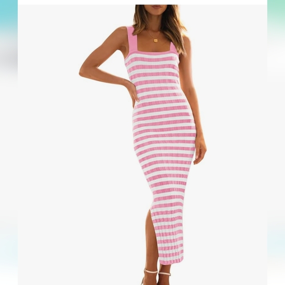 merokeety Dresses & Skirts - Womens ribbed striped bodycon maxi dresses large